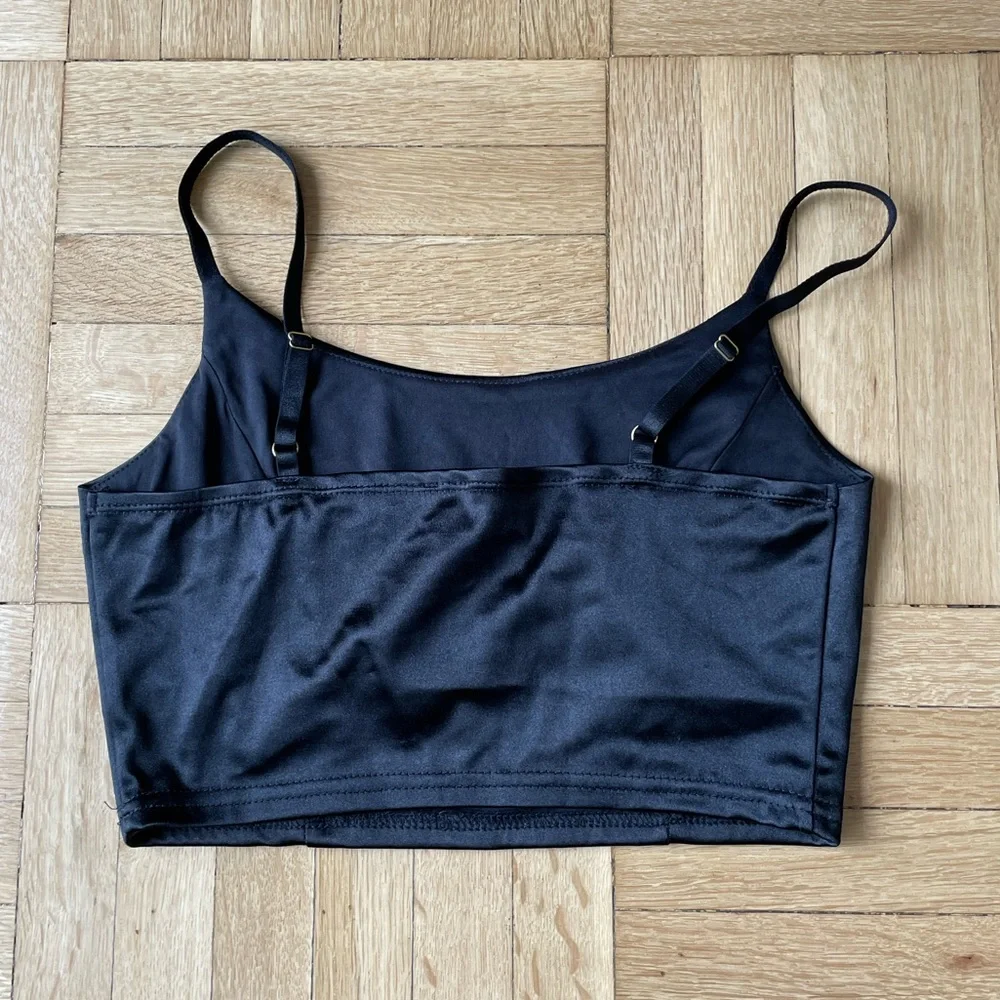 Black Silky Crop Top - Picture 2 of 3